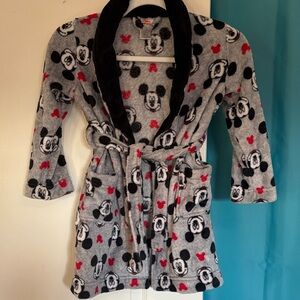 Disney Mickey Mouse Kids Robe - Gray with Black and Red Details